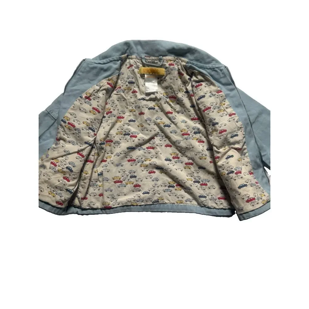 Gymboree Mechanic Jacket 12-18 Months Blue Zip Workwear Cars Lined Coat Toddler